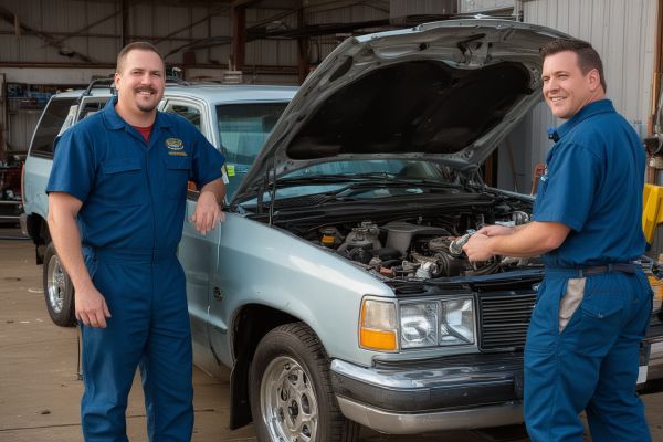 Family photo of Pete & Sons Body Shop team working together